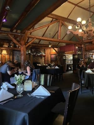 Antlers Inn historic log building on Highway 189 in Twin Peaks
